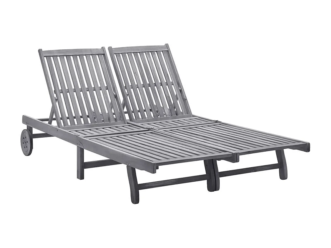 Chaise longue 2 places bois d'acacia massif