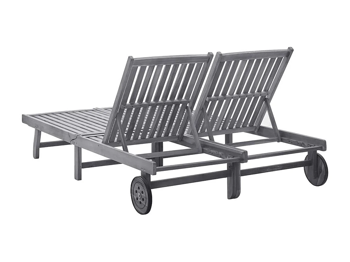 Chaise longue 2 places bois d'acacia massif