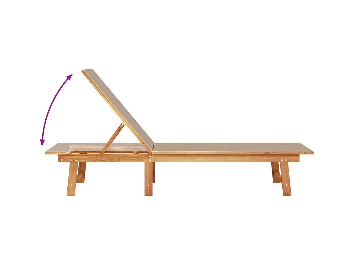 2er-Set Liegestühle in Taupe aus massivem Akazienholz und Textilene