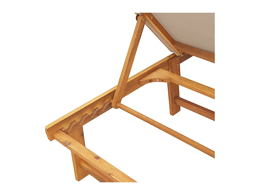 2er-Set Liegestühle in Taupe aus massivem Akazienholz und Textilene