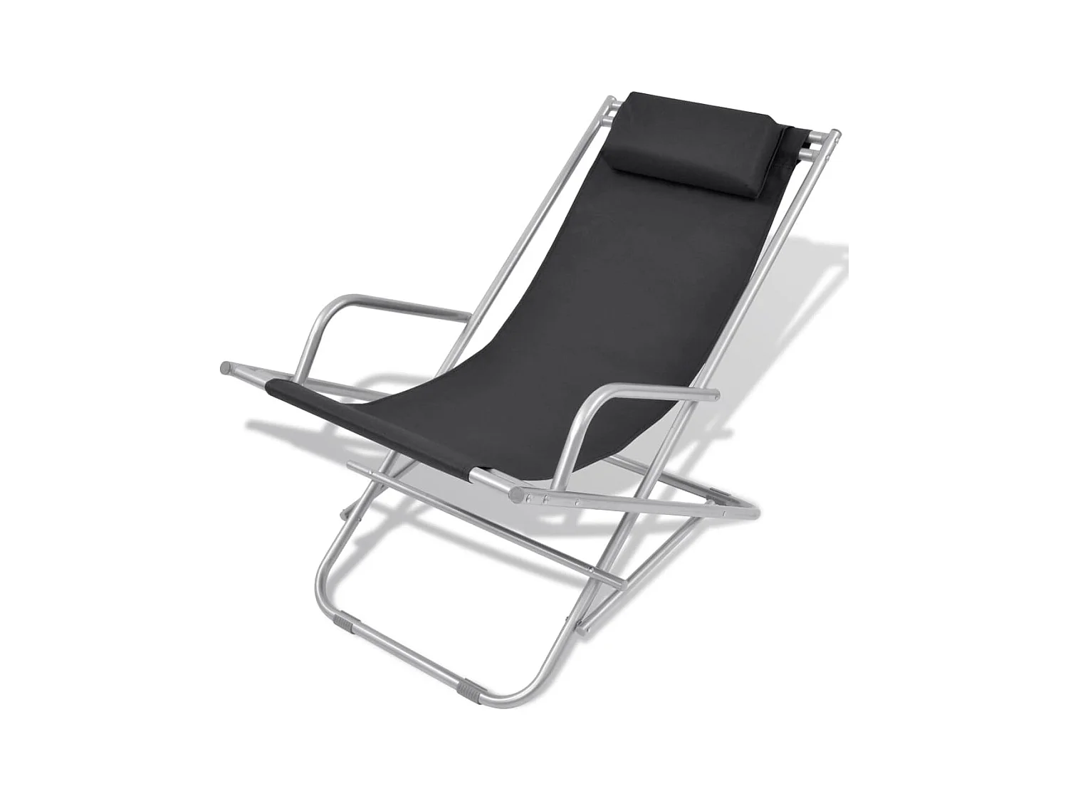 Chaises inclinables de terrasse lot de 2 Acier Noir