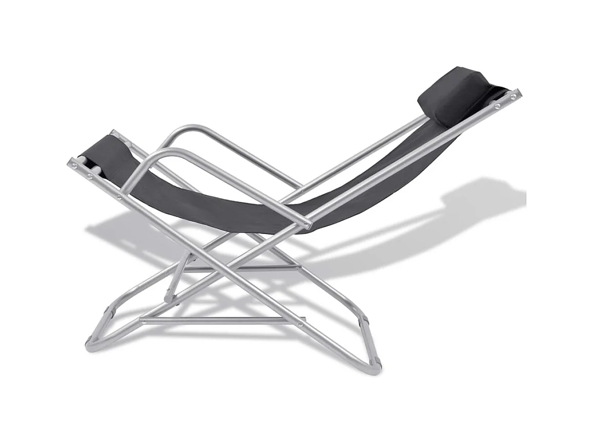 Chaises inclinables de terrasse lot de 2 Acier Noir