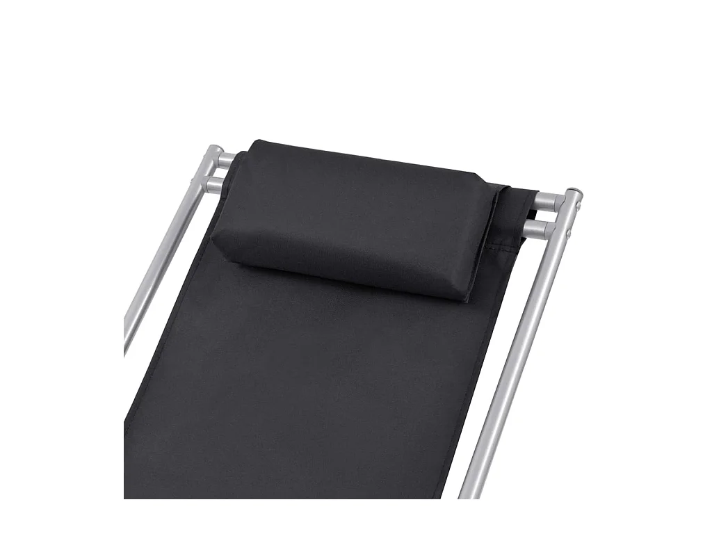 Chaises inclinables de terrasse lot de 2 Acier Noir