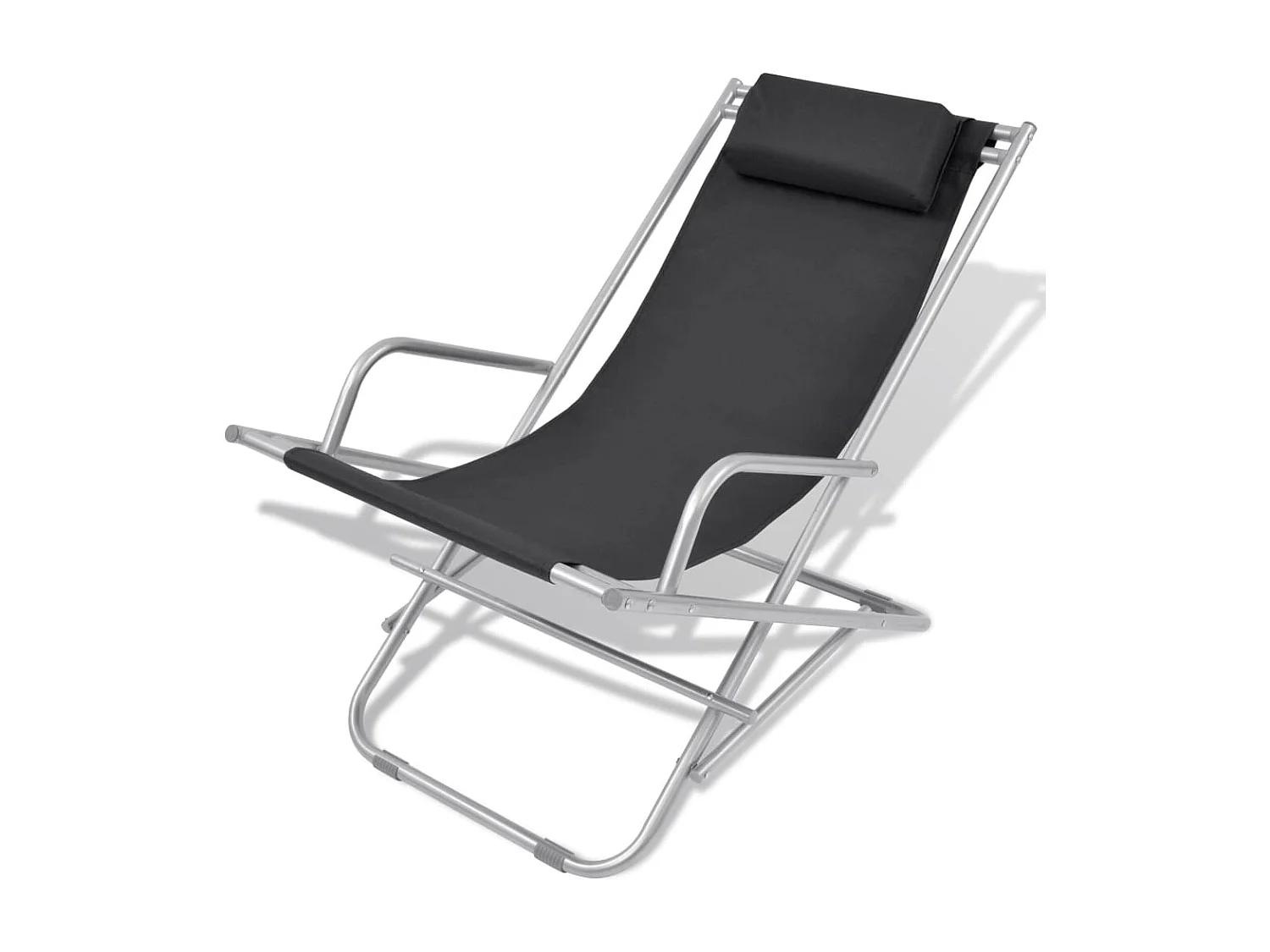 Chaises inclinables de terrasse lot de 2 Acier Noir