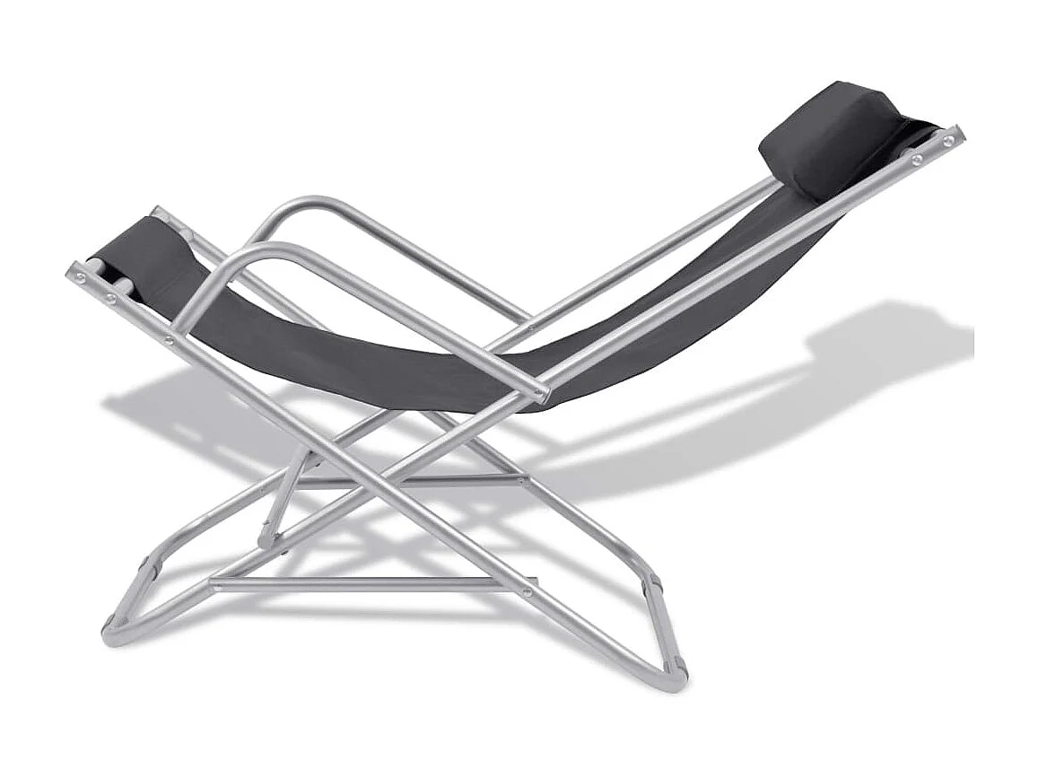 Chaises inclinables de terrasse lot de 2 Acier Noir