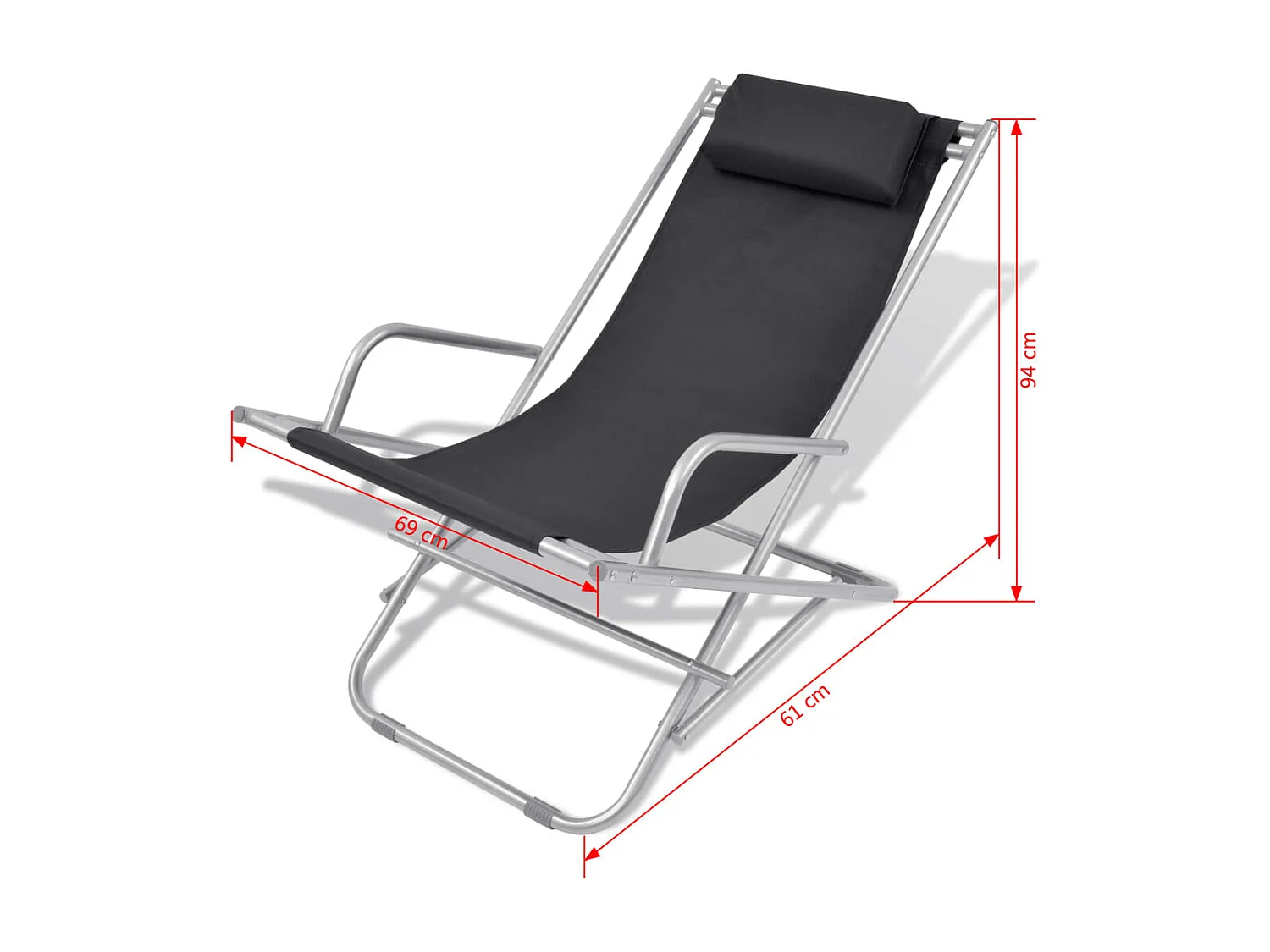 Chaises inclinables de terrasse lot de 2 Acier Noir