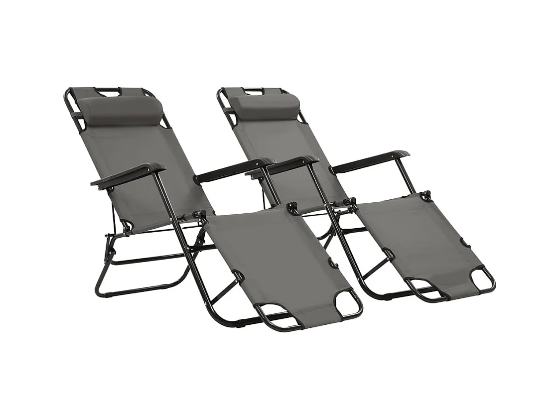 tumbonas plegables con reposapiés color gris acero
