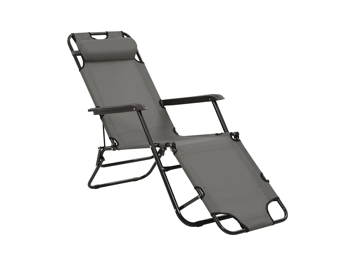 tumbonas plegables con reposapiés color gris acero