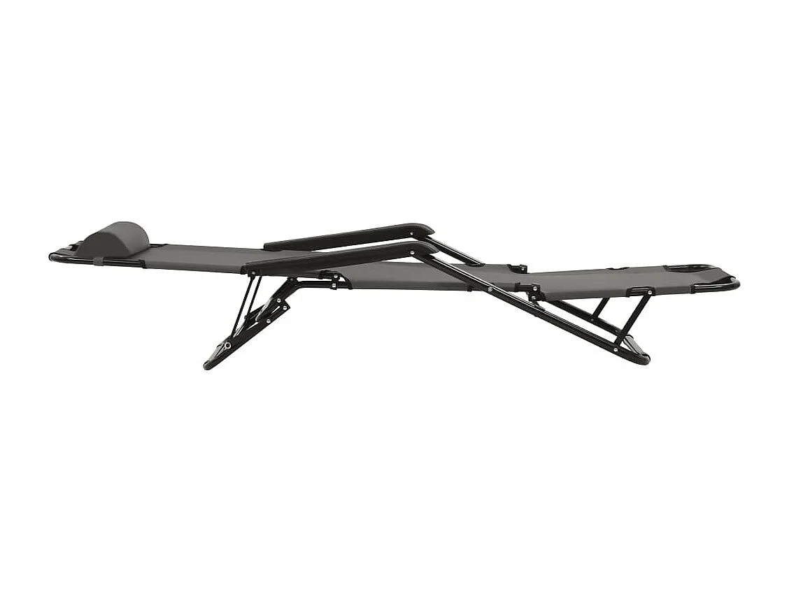 tumbonas plegables con reposapiés color gris acero