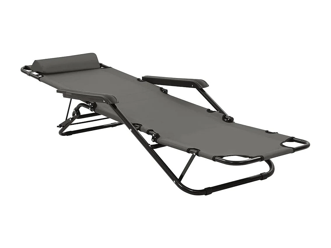 tumbonas plegables con reposapiés color gris acero