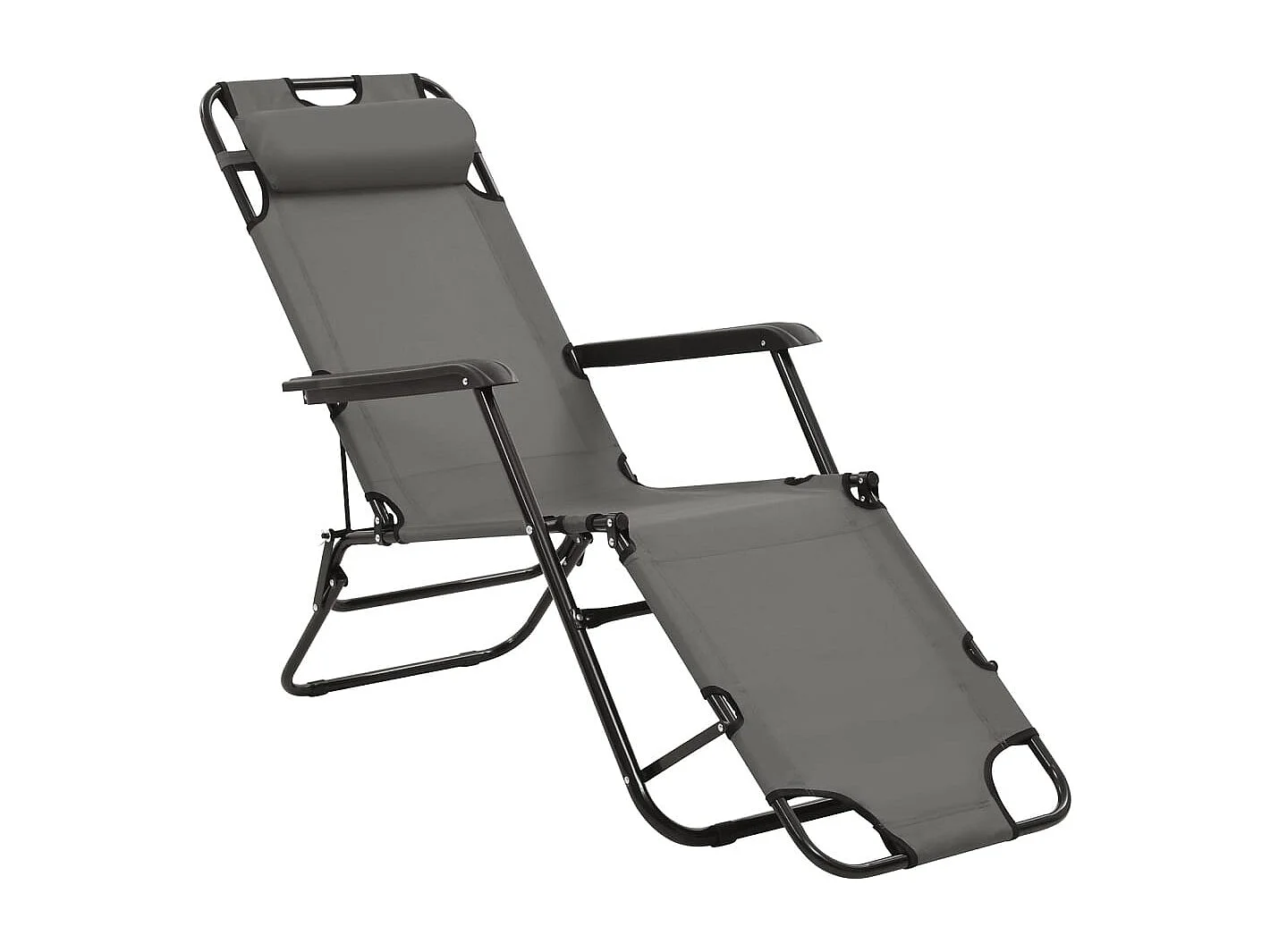 tumbonas plegables con reposapiés color gris acero