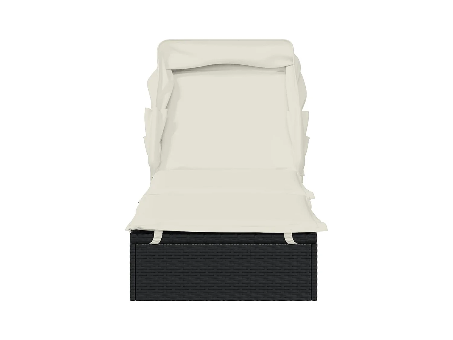 Tumbona con techo plegable negro 213x63x97 cm resina tejida