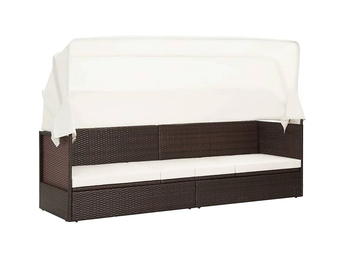 Canapé de jardin avec auvent Résine tressée Marron