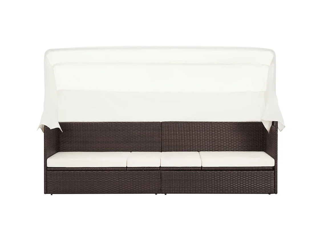 Canapé de jardin avec auvent Résine tressée Marron