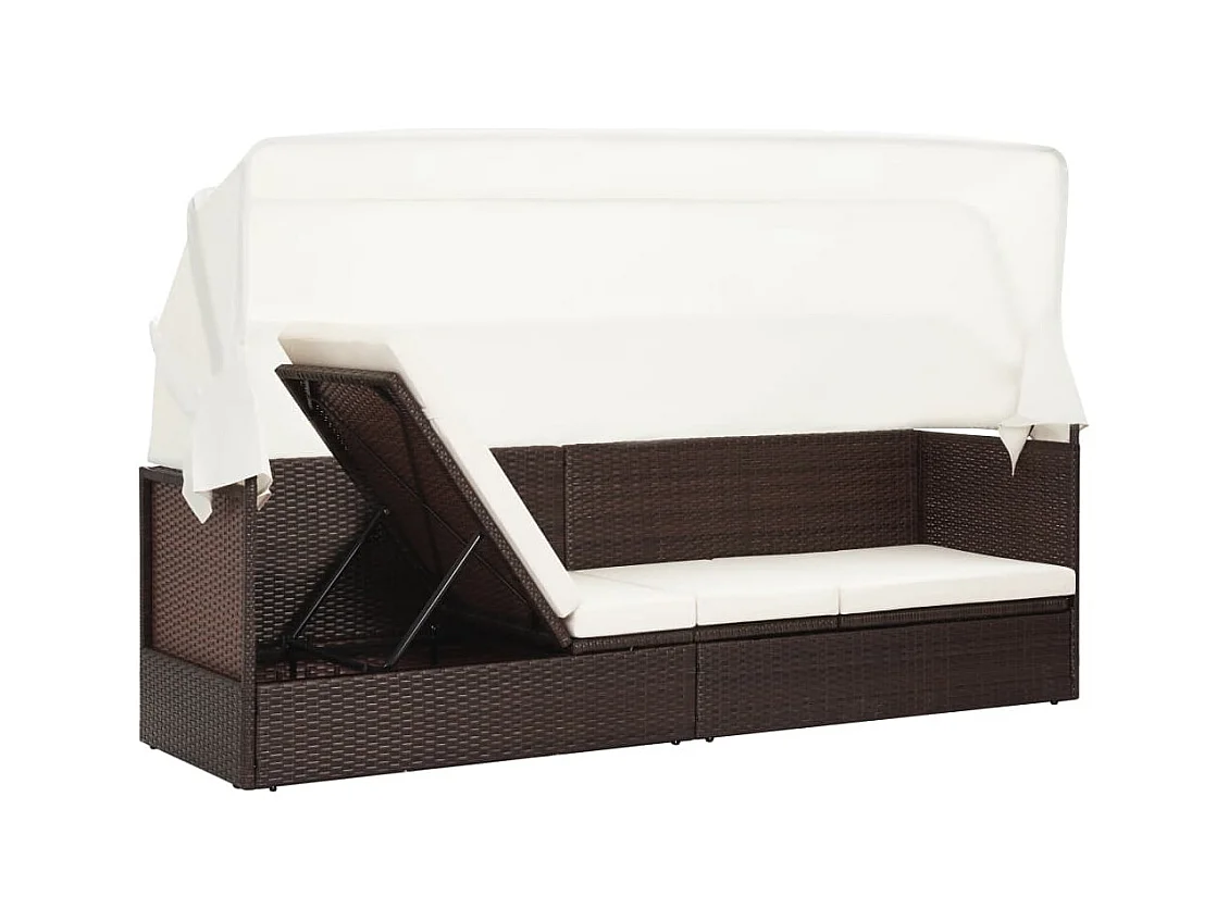 Canapé de jardin avec auvent Résine tressée Marron