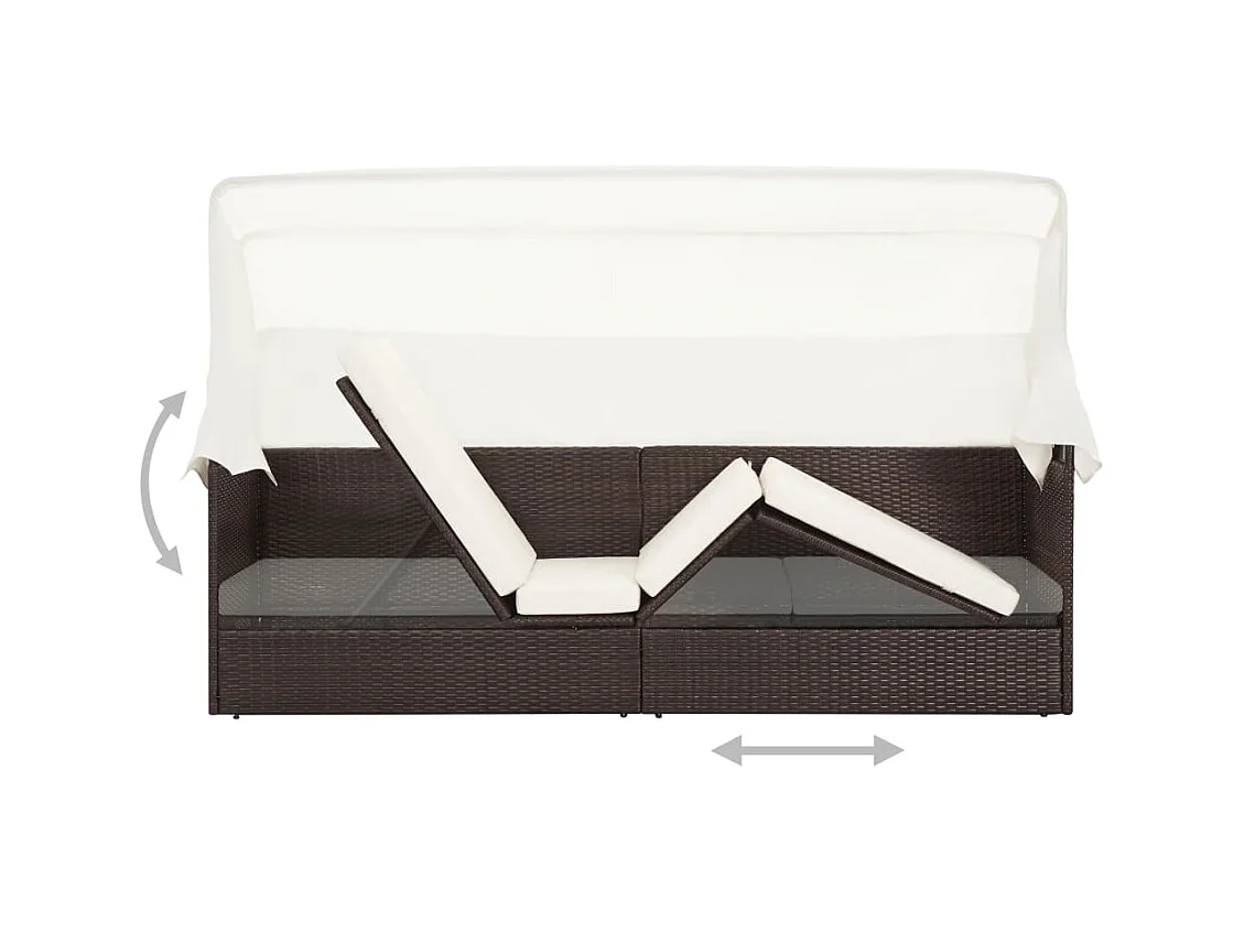 Canapé de jardin avec auvent Résine tressée Marron