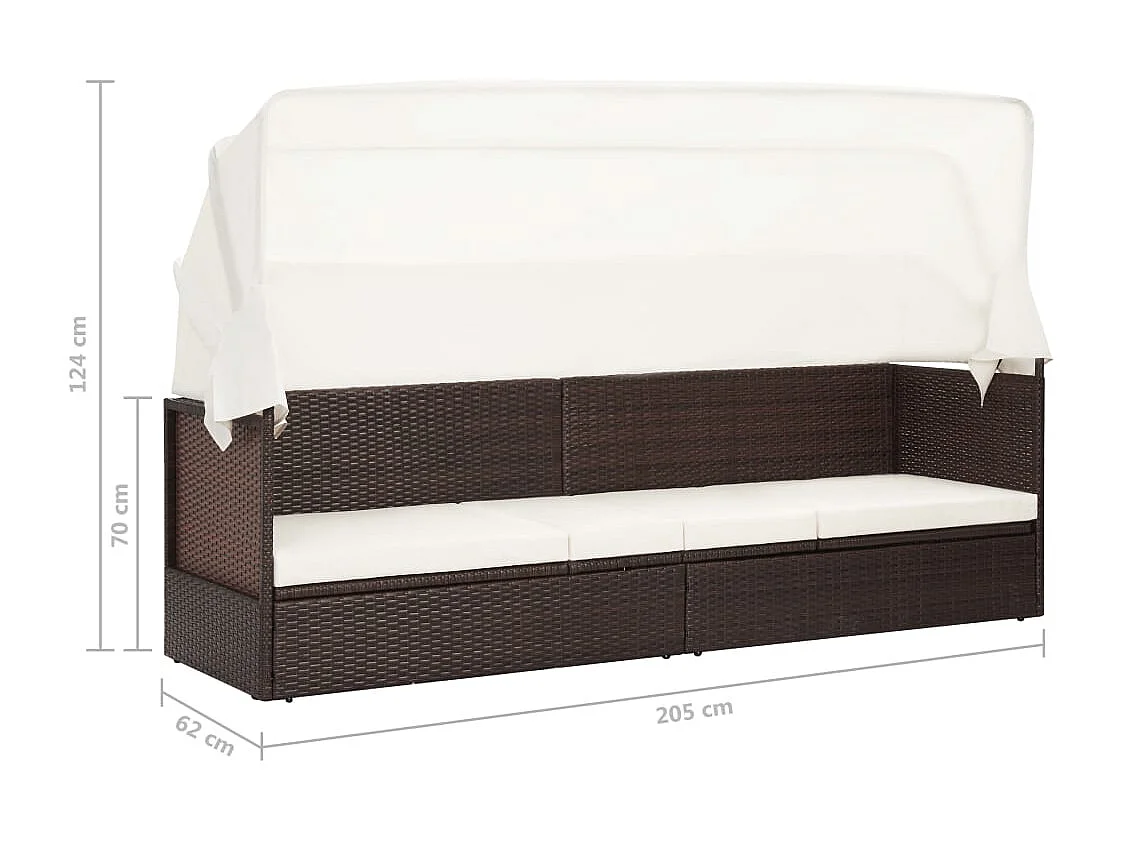 Canapé de jardin avec auvent Résine tressée Marron