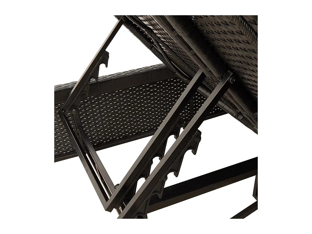 Dubbele chaise longue met zwarte kunsthars rieten kussens