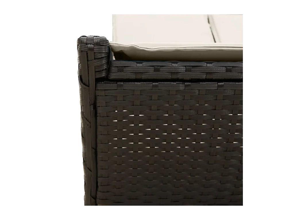 Dubbele chaise longue met zwarte kunsthars rieten kussens