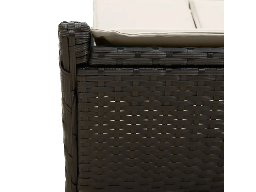 Chaise longue doppia con cuscini in vimini di resina nera