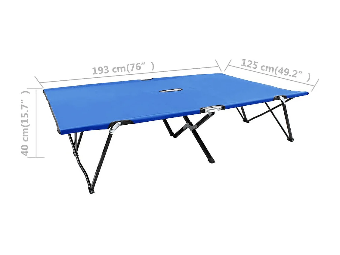 Chaise longue pliable 2 places Bleu Acier