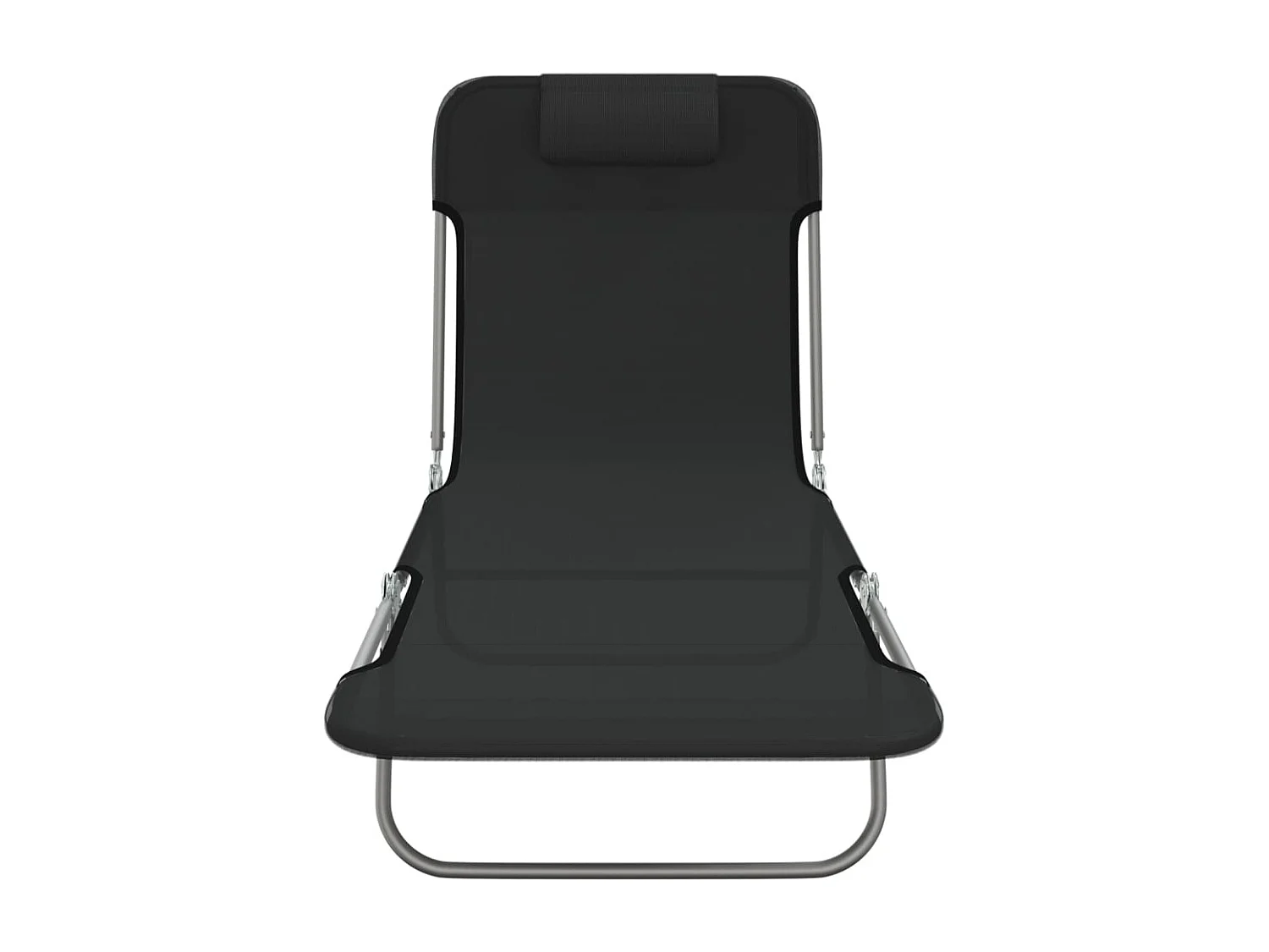 Juego de 2 tumbonas plegables de textilene negro y acero