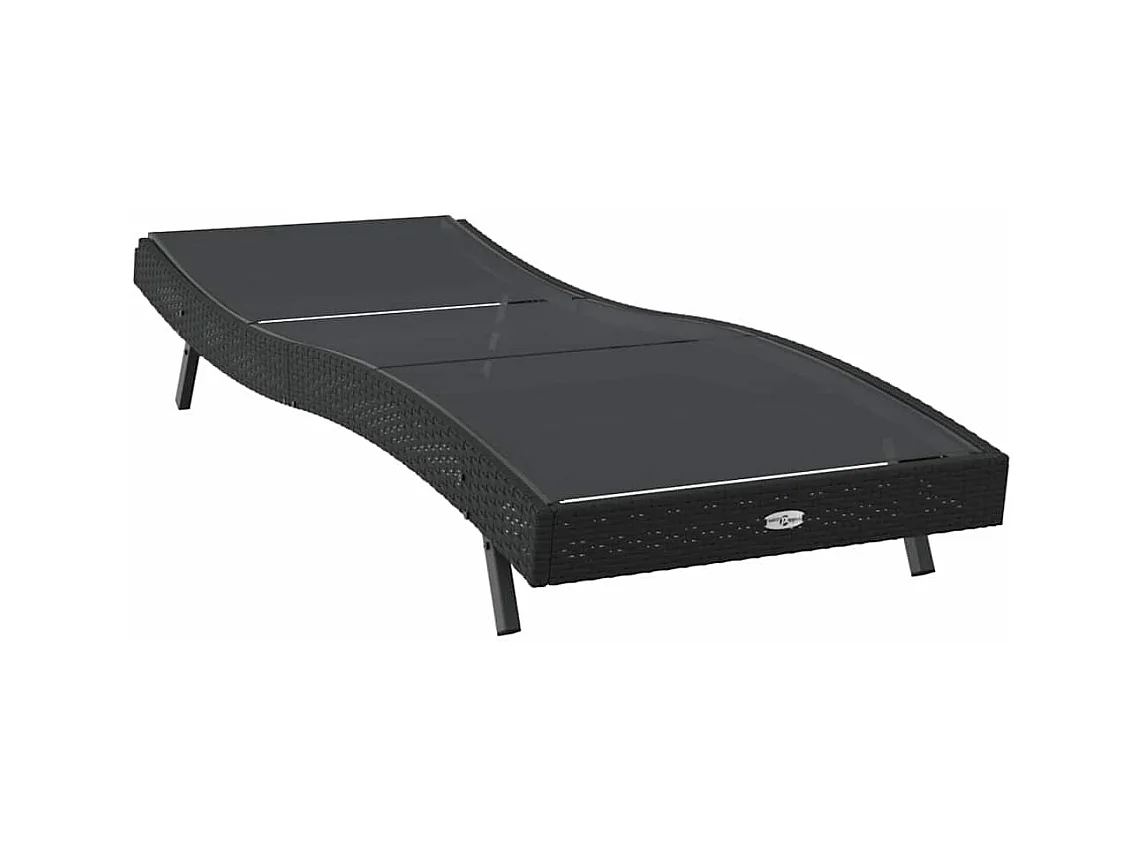 Chaise longue noire en polyrotin et textilène