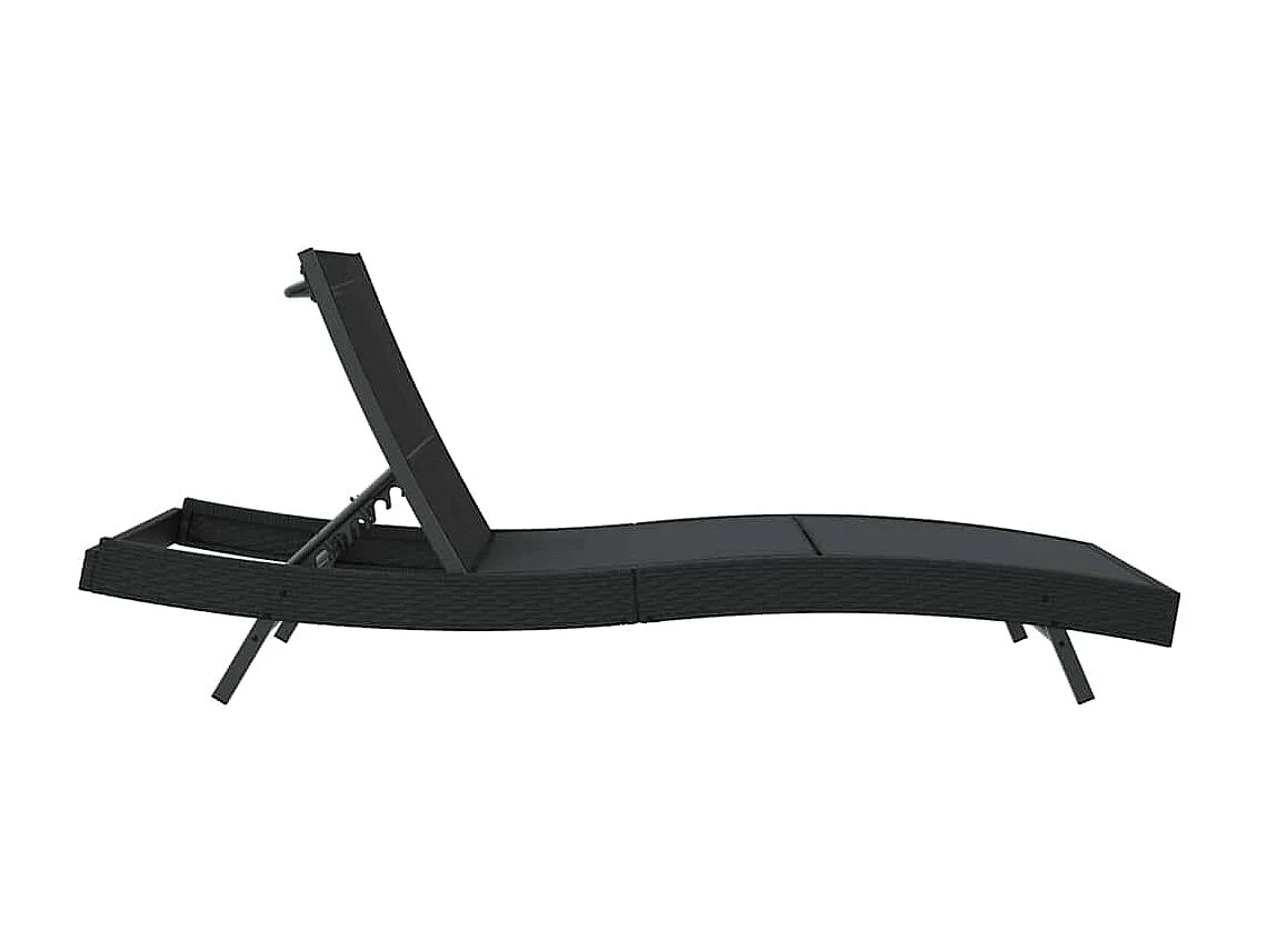 Chaise longue noire en polyrotin et textilène