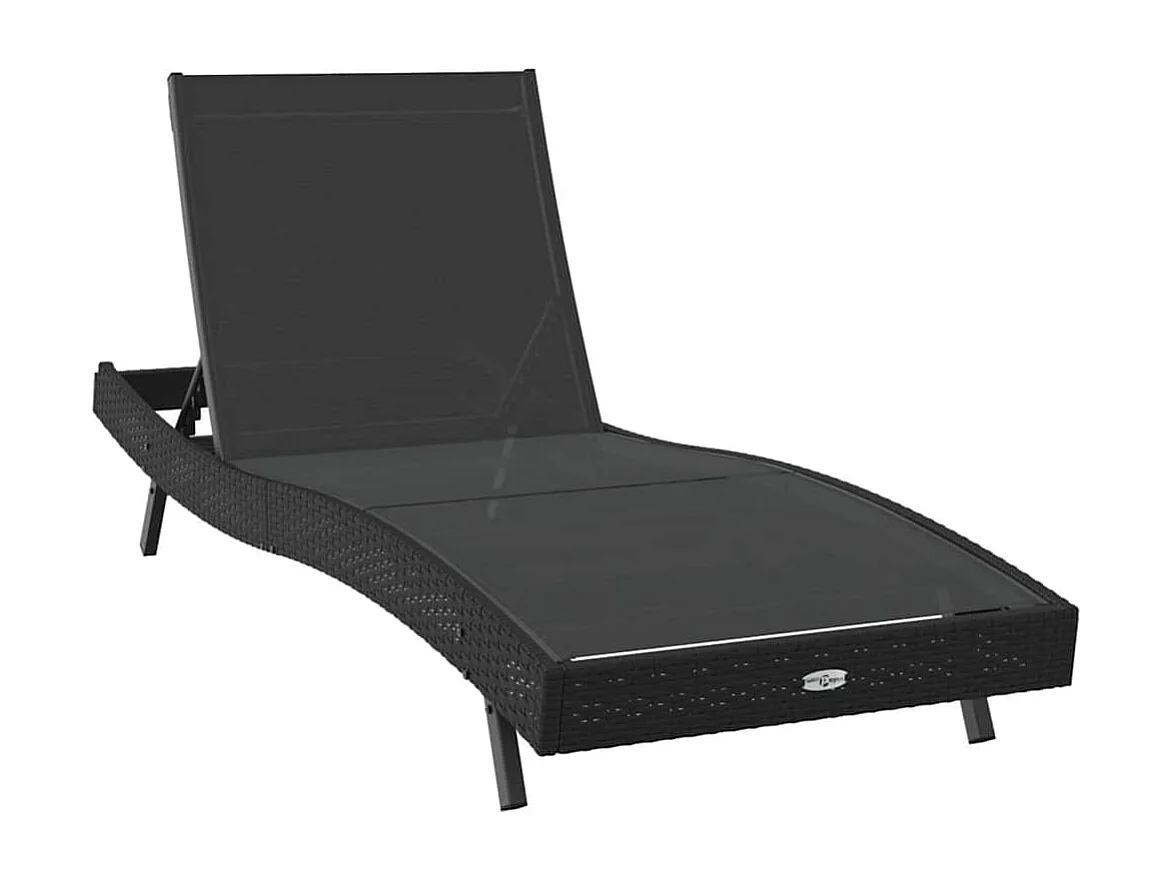 Chaise longue noire en polyrotin et textilène