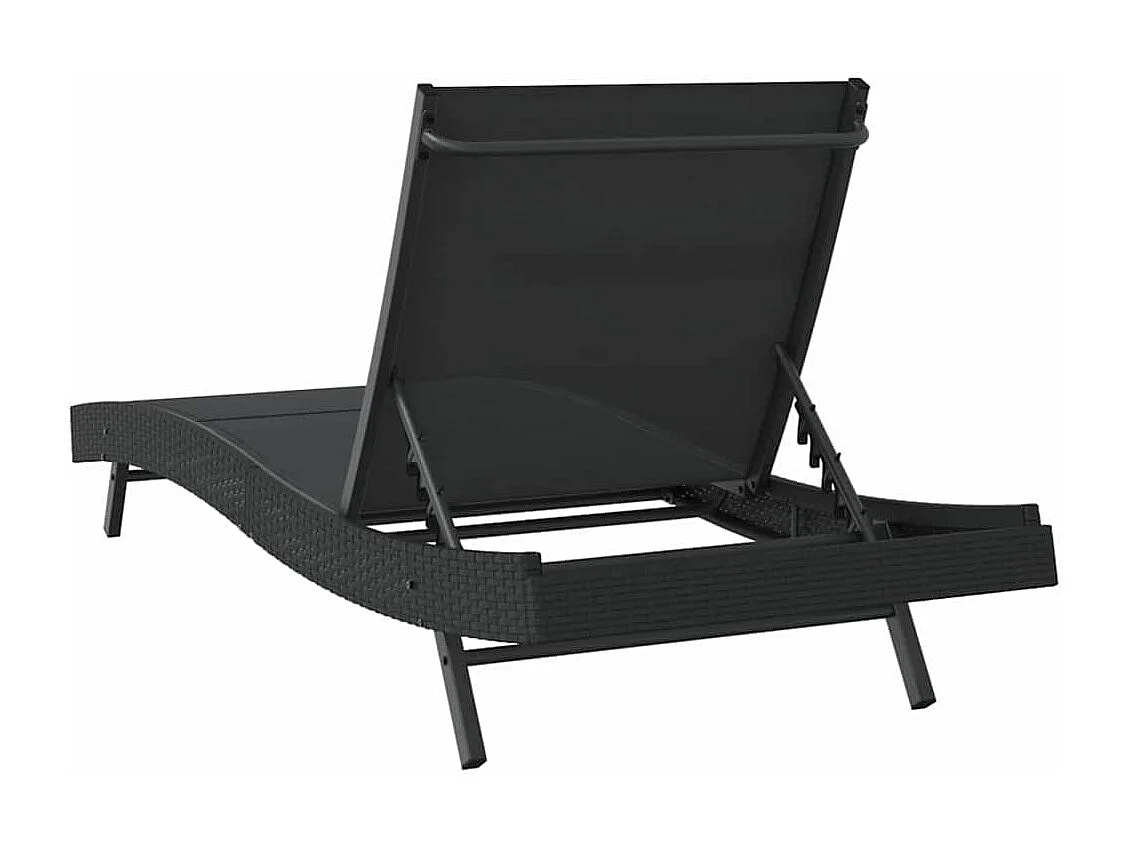 Chaise longue noire en polyrotin et textilène