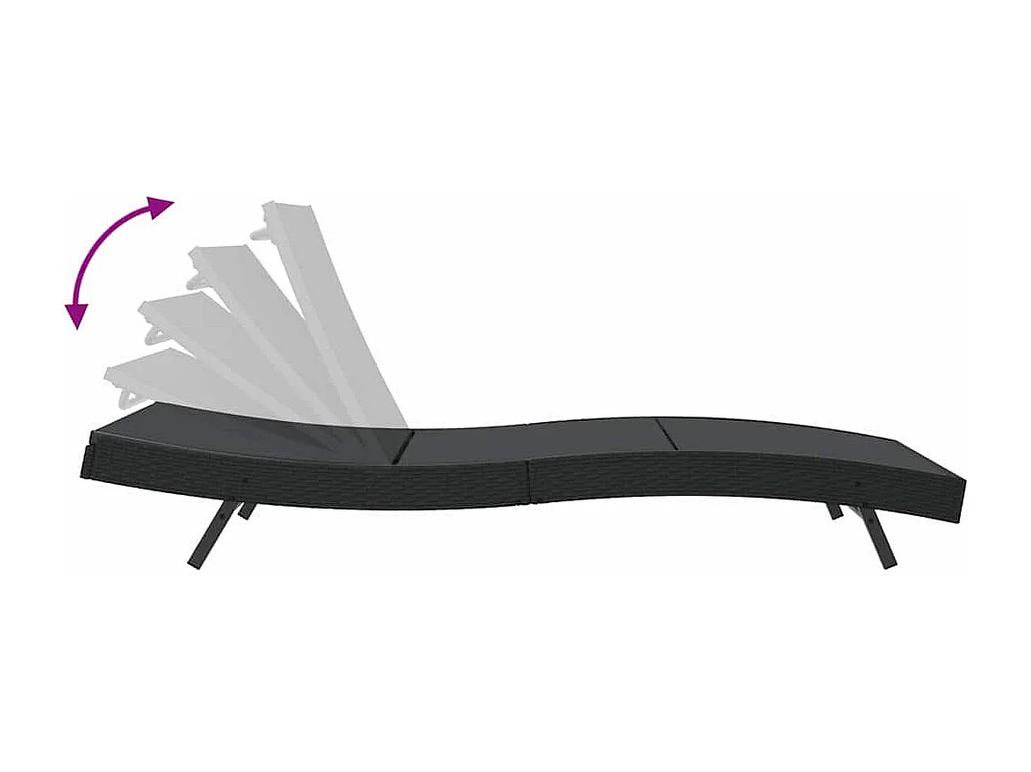 Chaise longue noire en polyrotin et textilène