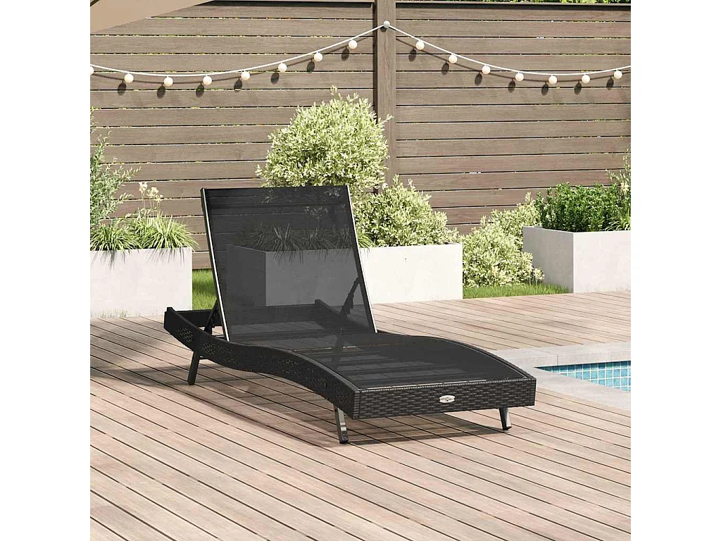 Poltrona lounge in polyrattan e textilene nero