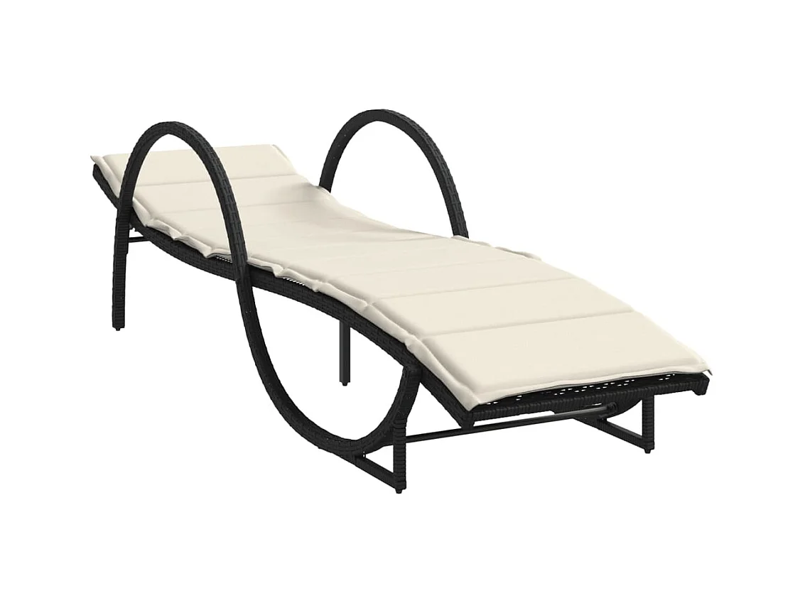Chaise longue met zwart kussen 60x199x42 cm geweven hars