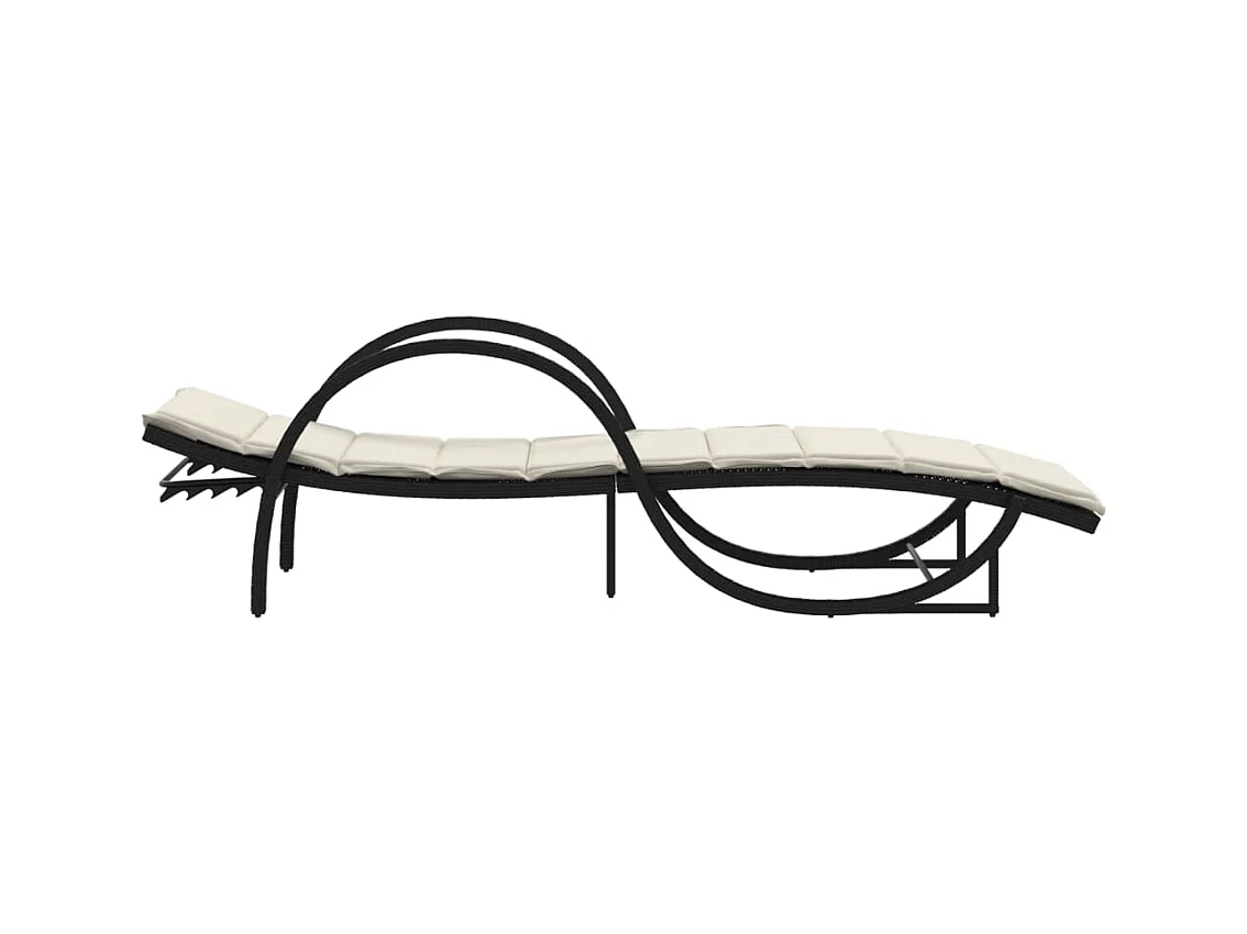Chaise longue met zwart kussen 60x199x42 cm geweven hars