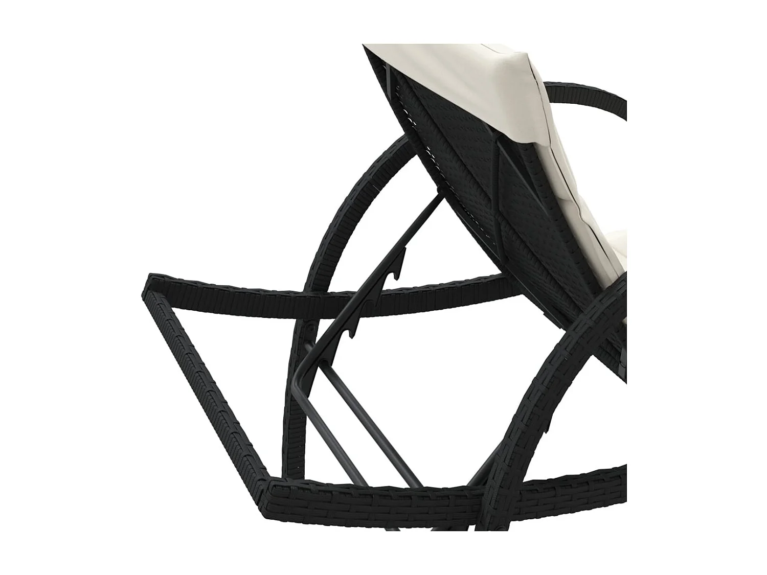 Chaise longue con cuscino nero 60x199x42 cm resina intrecciata