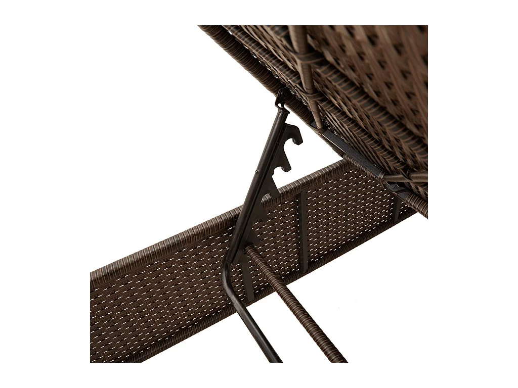 Set van 2 bruine rieten loungestoelen van kunsthars met kussens