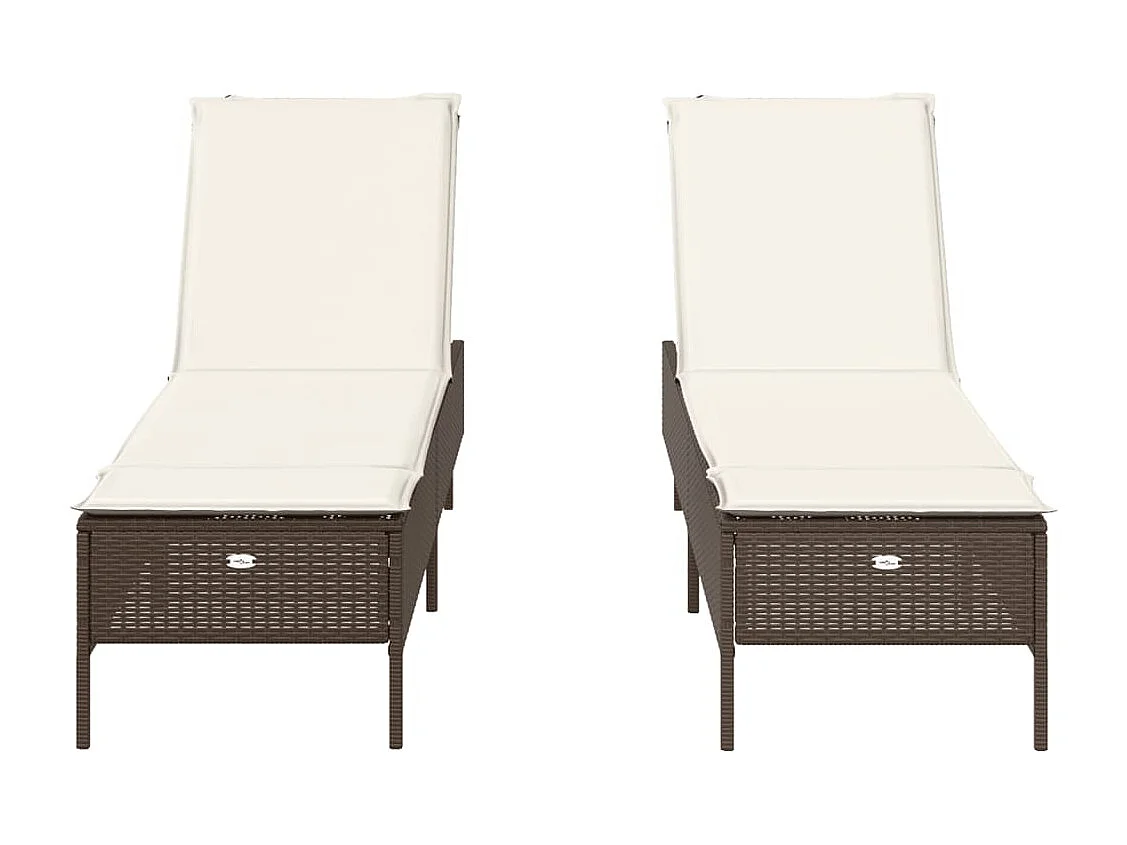 Set di 2 poltrone in vimini di resina marrone con cuscini