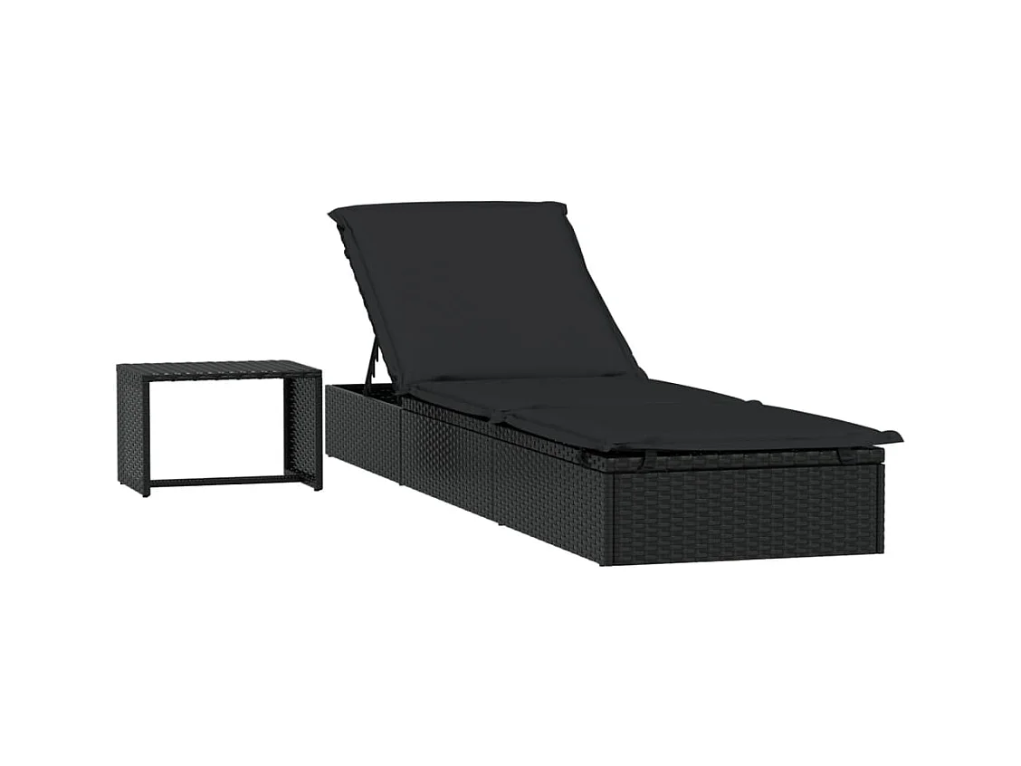 Transat 1 pc avec table noir résine tressée