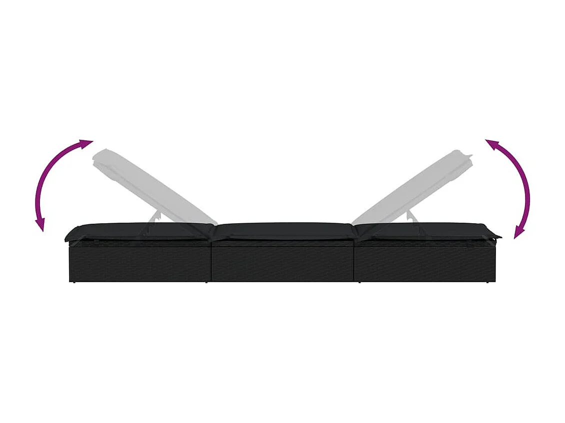 Transat 1 pc avec table noir résine tressée