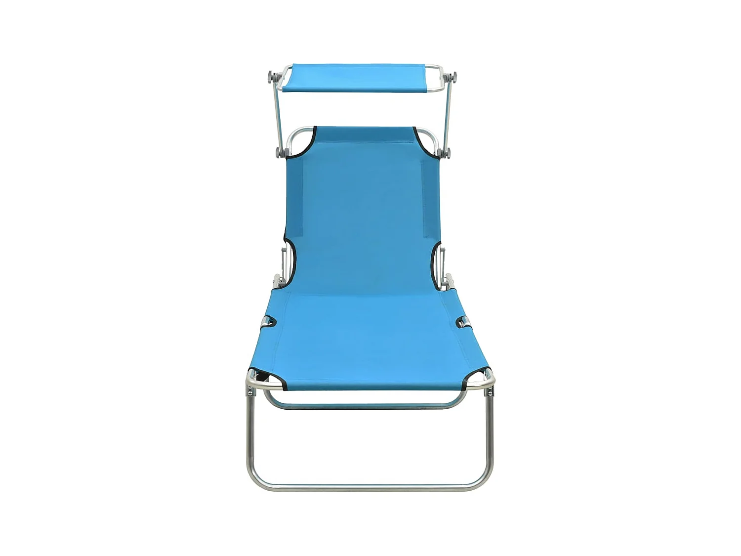 Opvouwbare ligstoel met turquoise en blauwe stalen kap