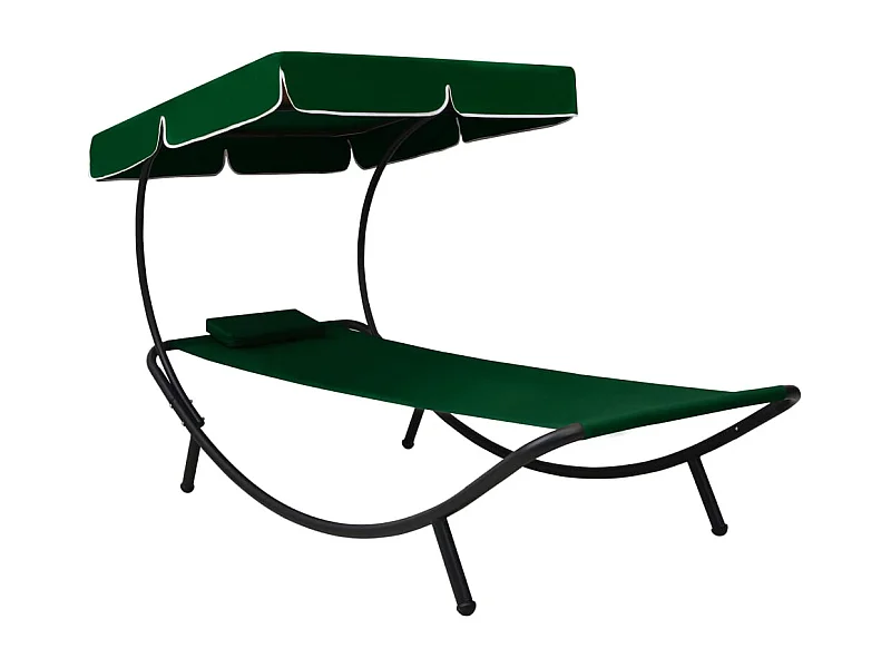 Poltrona da giardino con baldacchino e cuscino verde