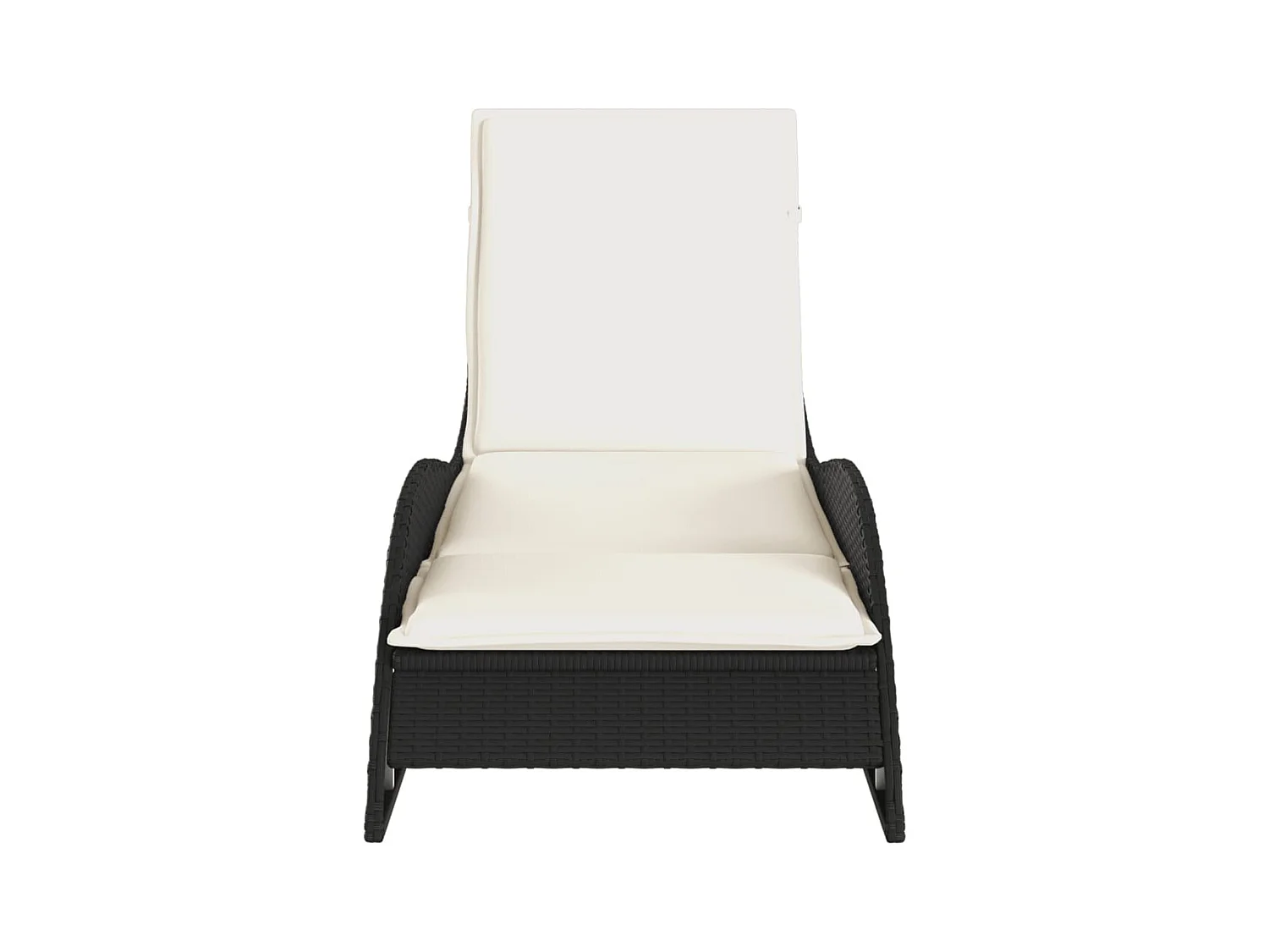 Chaise longue met zwart kussen 60x205x73 cm geweven hars