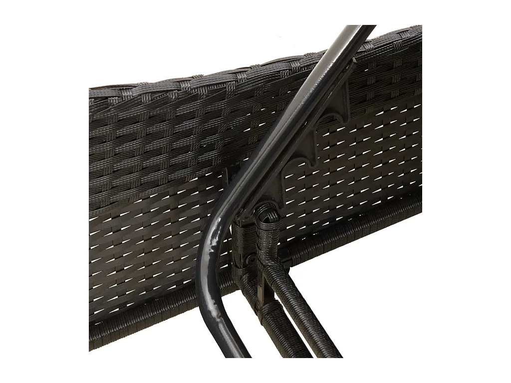 Chaise longue met zwart kussen 60x205x73 cm geweven hars