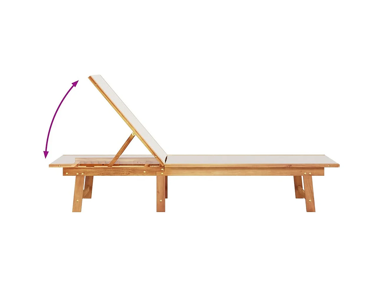 Grijze chaise longue en tafel in massief acaciahout en textileen