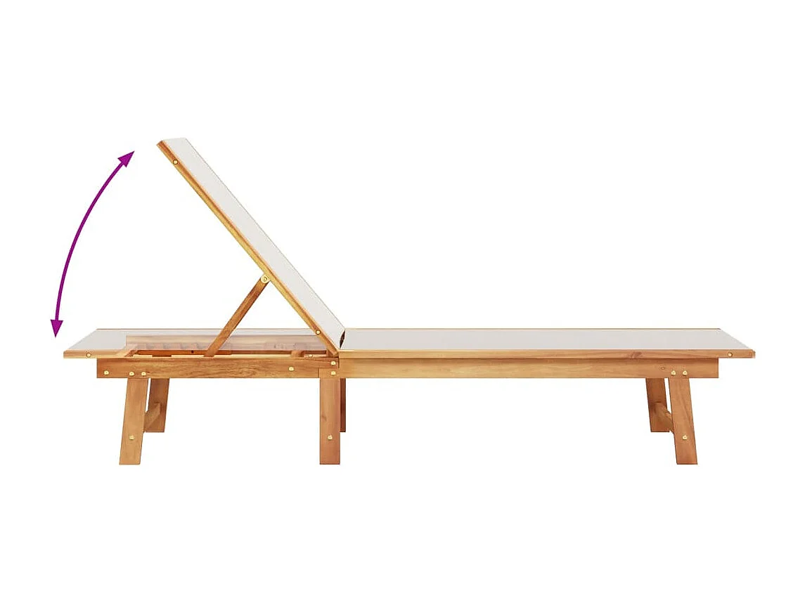 Chaise longue e tavolo grigi in legno massello di acacia e textilene