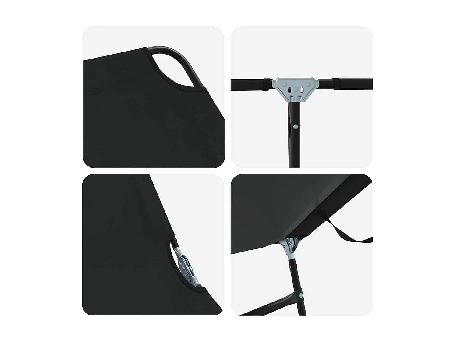 Chaise longue pliante 1-personne Noir 56 x 189 x 87 cm tissu