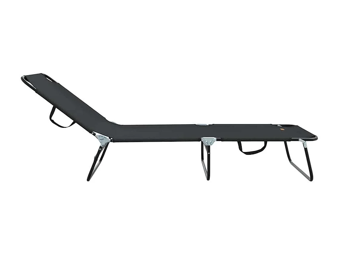 Chaise longue pliante 1-personne Noir 56 x 189 x 87 cm tissu