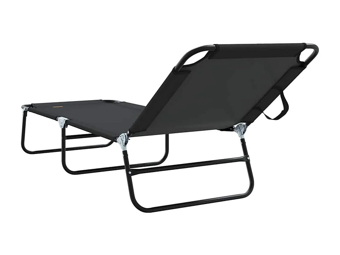 Chaise longue pliante 1-personne Noir 56 x 189 x 87 cm tissu