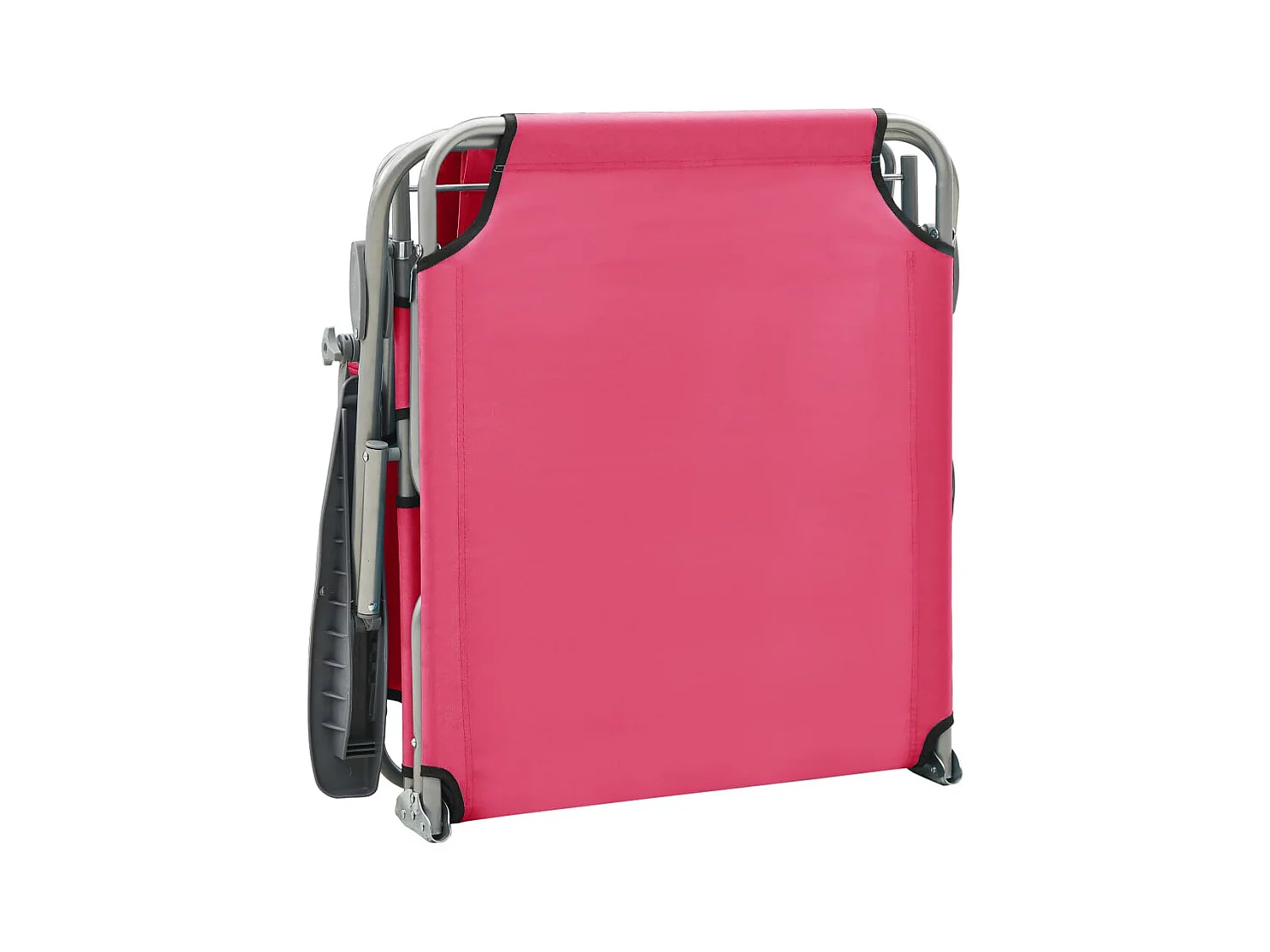 Roze stalen ligstoel met luifel