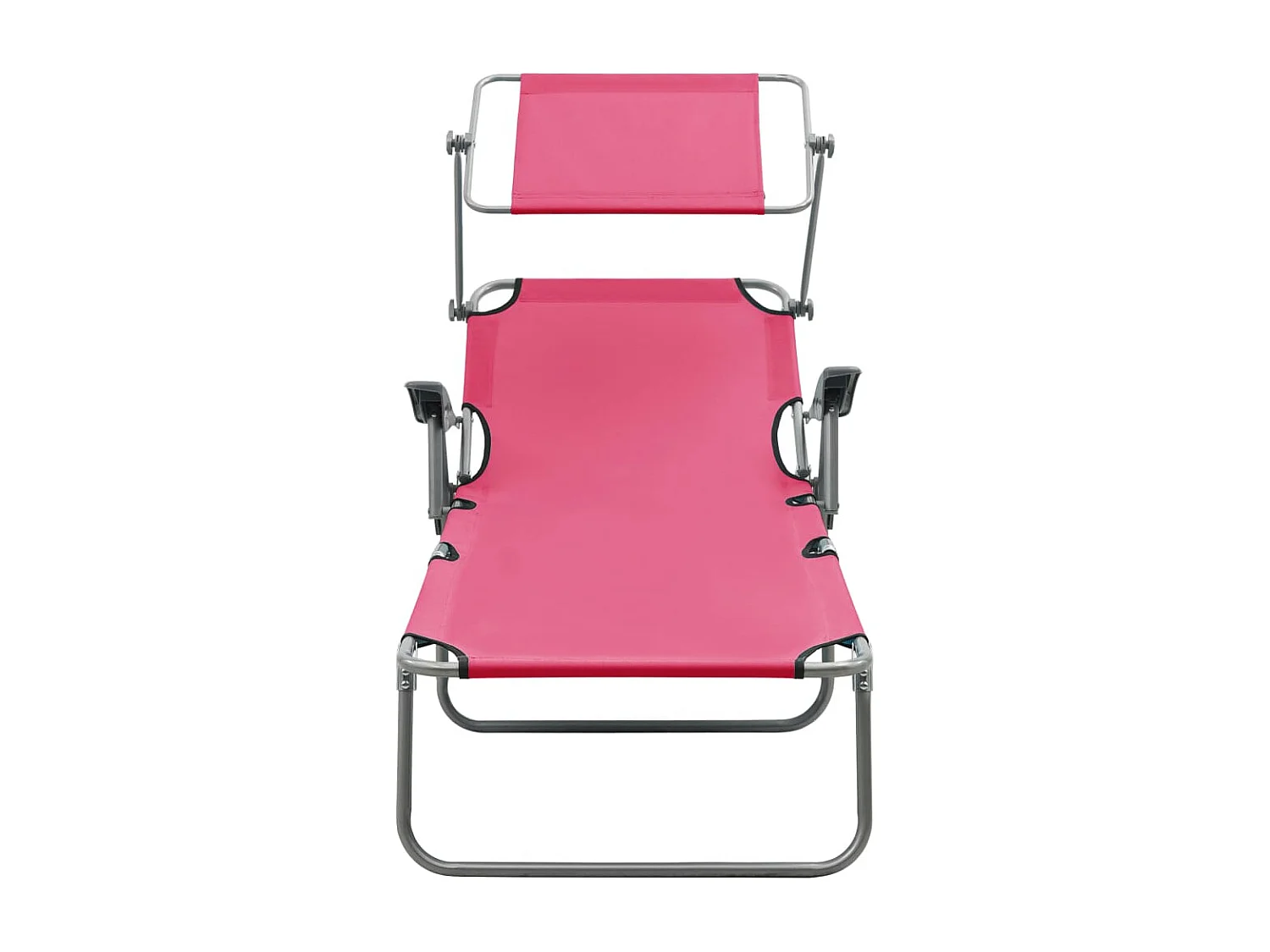 Tumbona de acero rosa con dosel